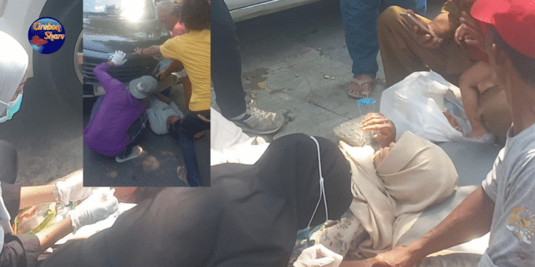 ban bocor mobil avanza tabrak becak