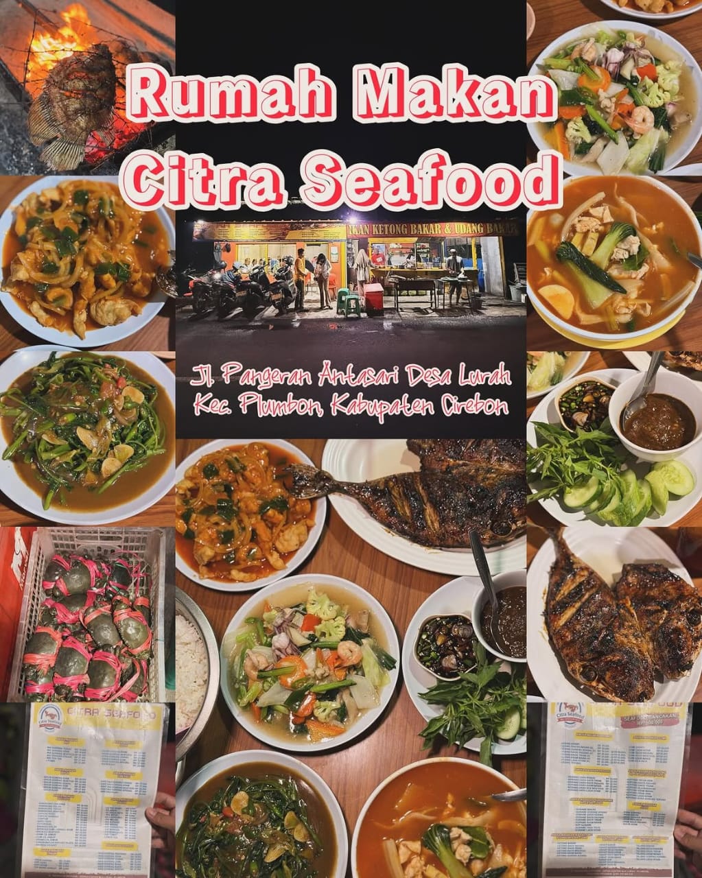Warung Citra Seafood Plumbon dengan aneka hidangan seafood lezat dan menu pilihan untuk makan bersama keluarga.