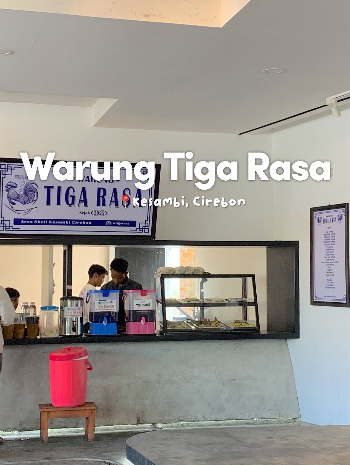 Warung Tiga Rasa Cirebon menyajikan masakan rumahan dengan lauk pauk gurih, sayuran segar, dan nasi hangat di Foodcourt Betahjajan Shell Kesambi.