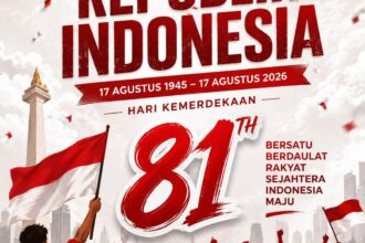 Hari Kemerdekaan Indonesia ke-81 pada 17 Agustus 2026 dengan semangat nasionalisme, persatuan, gotong royong, dan penghormatan kepada para pahlawan.
